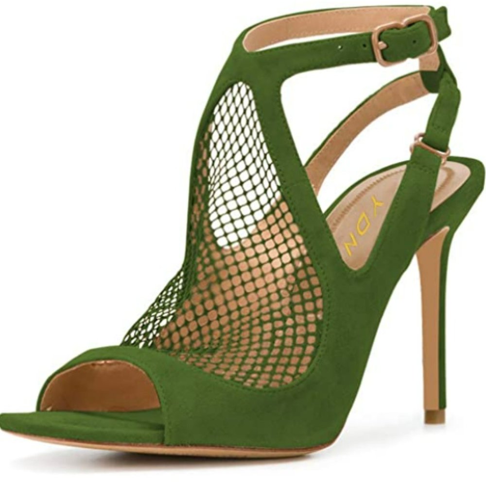 YDN Stiletto High Heel Ankle Straps Sandals Cutout